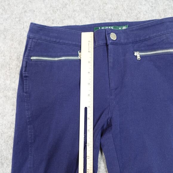 Ralph Lauren Pants Womens 6 Petite Ankle Cropped Skinny Blue Zip Pockets - Picture 3 of 9